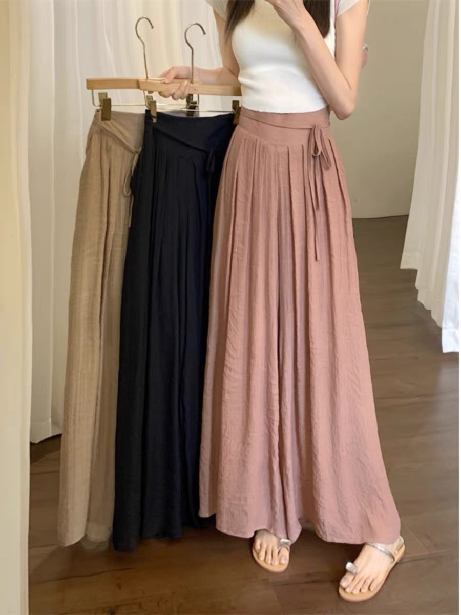 Quần ống rộng nữ chất đũi hot hit, quần đũi ống rộng mát mẻ cạp lưng cao-chm-mã 821a