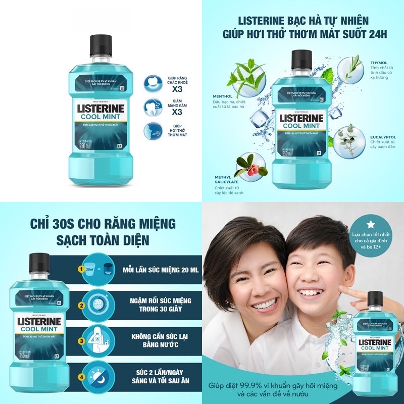 Nước súc miệng Listerine 250ml/ 750ml (Bibistore)