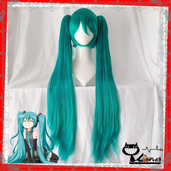 Wig/tóc giả cosplay Miku - Voicaloid hai búi màu xanh ngọc