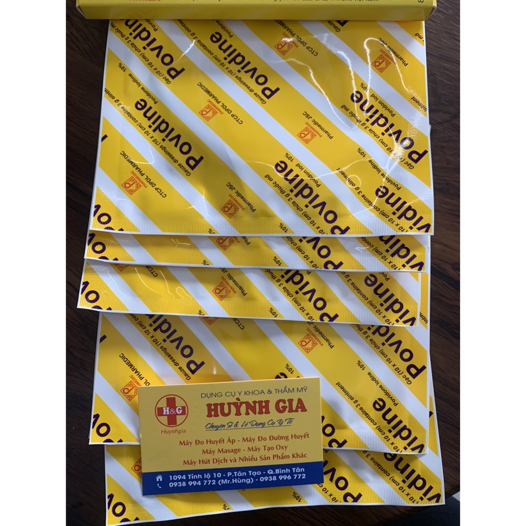 Gạc povidine 10x10 hộp 10 miếng