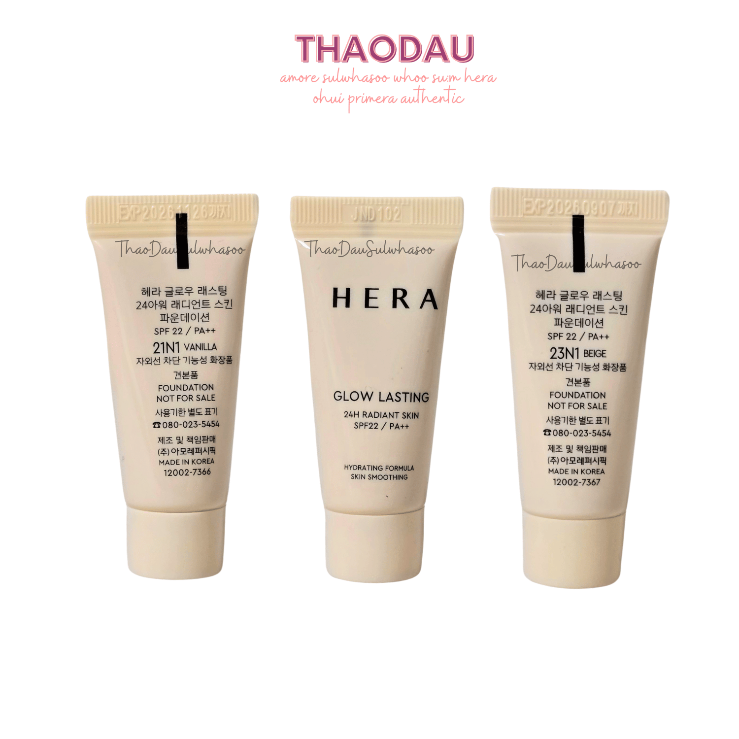 New 5ml hera kem nền ma thuật siêu che khuyết điểm hera glow lasting foundation spf25/pa++ tloskorea cũ