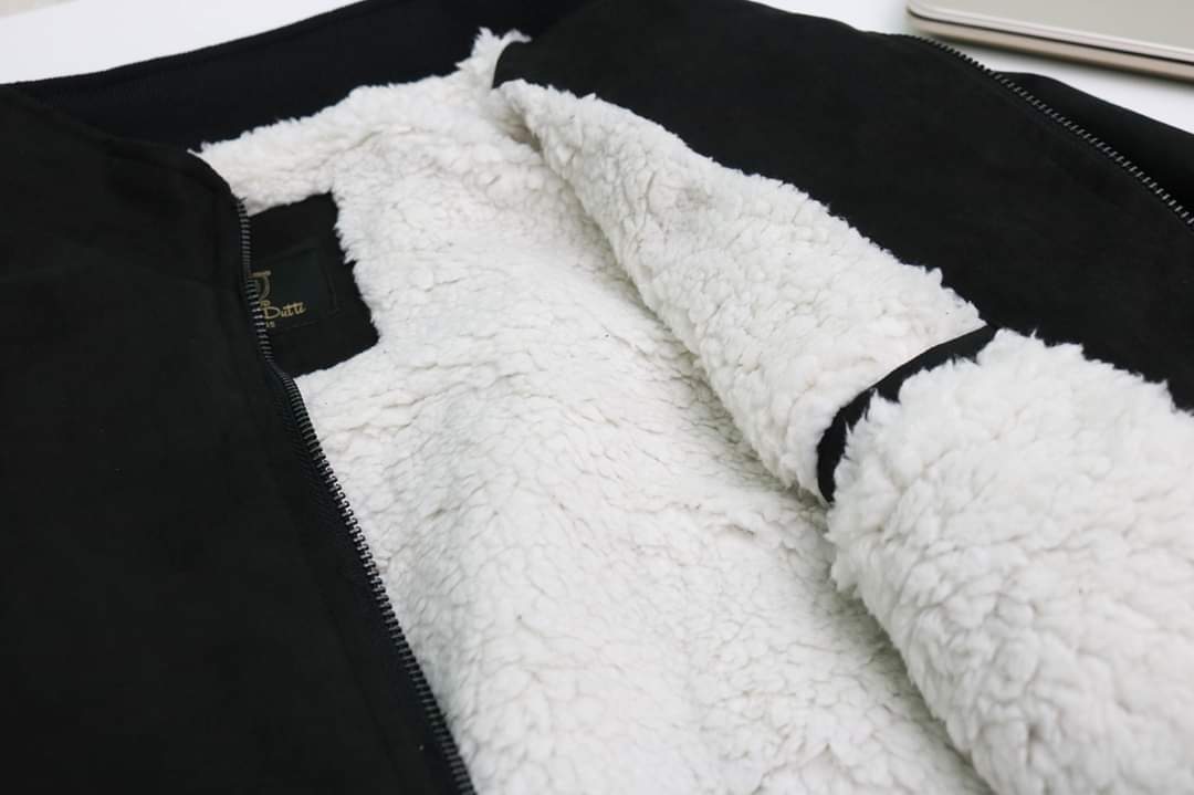 Áo khoác nam Da Lộn lót lông dày dặn toàn thân dáng ôm Menswear