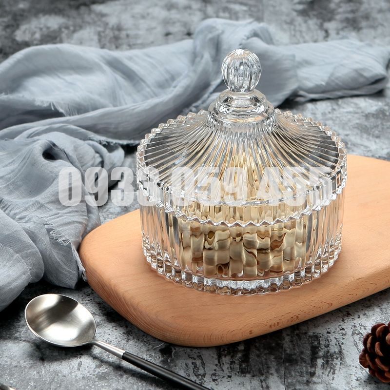 Bộ 4 Thố mứt sọc nhũ vàng hàng , hũ đựng mứt bánh kẹo ngày tết