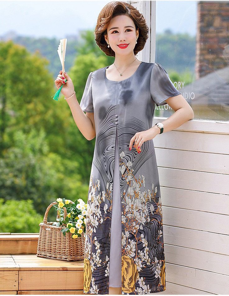 Xuka-(real picture) dress suông middle-aged đẹp designs suông going Party streetwear luxury, dress middle-aged, dress suông round neck lacing stylized, dress suông 2 layer, dress suông chiffon print floral motifs sawn TA 3301 3296 3353