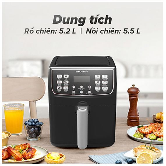 Nồi chiên không dầu Sharp KF-AF55EV-BK 5.5 Lít
