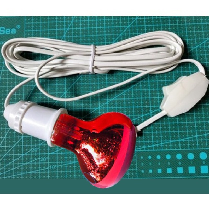 Bóng Đèn Hồng Ngoại Úm Gà 45W, 75W Kèm Đui Đèn Liền Dây Và Phích Cắm Vinamax 5 Mét