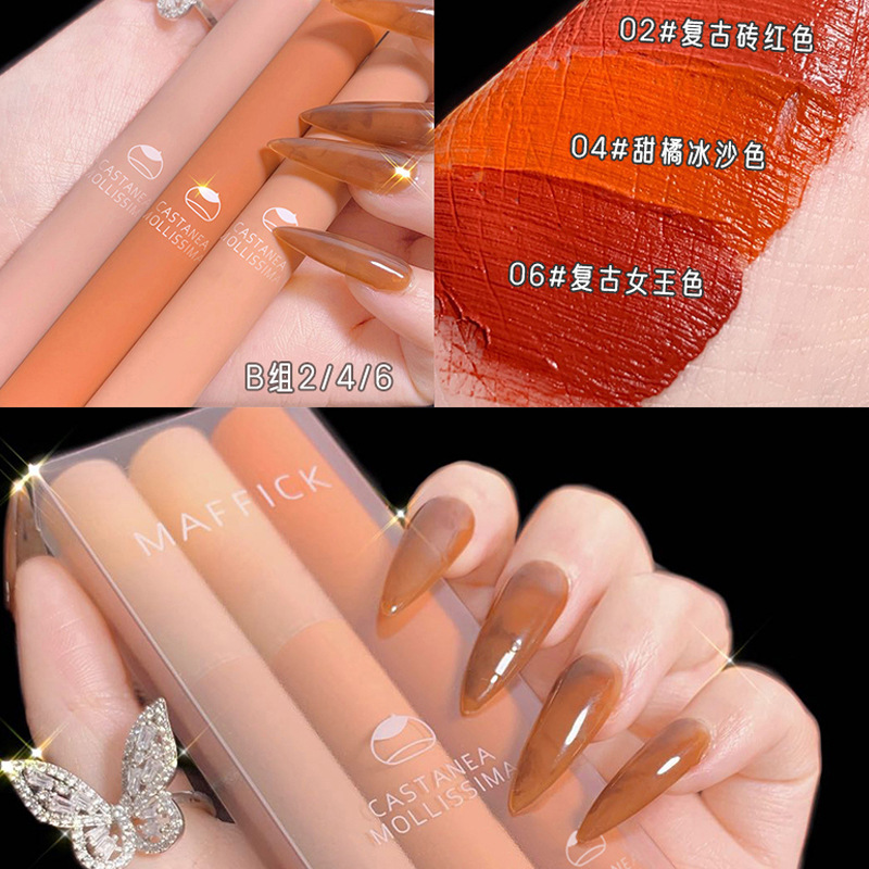 [HCM]Full Set 3 Cây Son Kem Lì Maffick Castanea Mollisima | Set 3 Cây Son Kem Lì Nội Địa Trung Maffick Chestnut Velvet Lip Mud