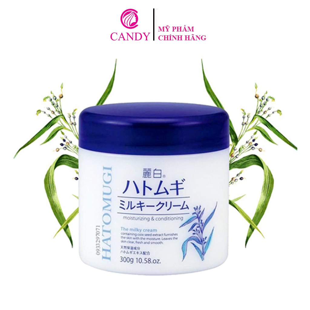 [Hoàn Tiền 8%]Kem Dưỡng Trắng Da Ý Dĩ Hatomugi Moisturizing & Conditioning The Milky 300g