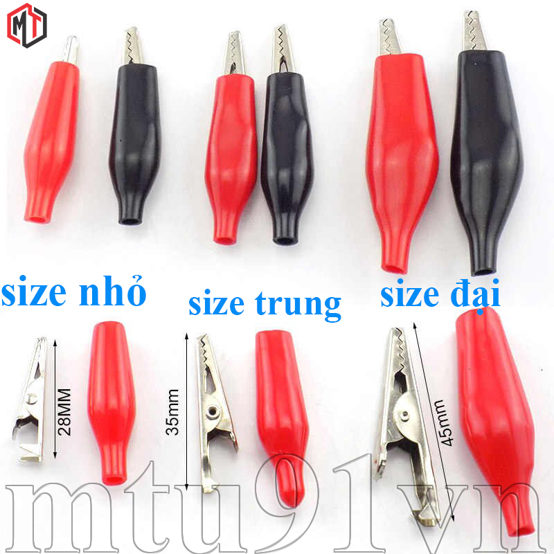 Combo Đầu Kẹp Cá Sấu Đỏ và Đen - Nhiều kích cỡ (nhỏ - trung - đại)