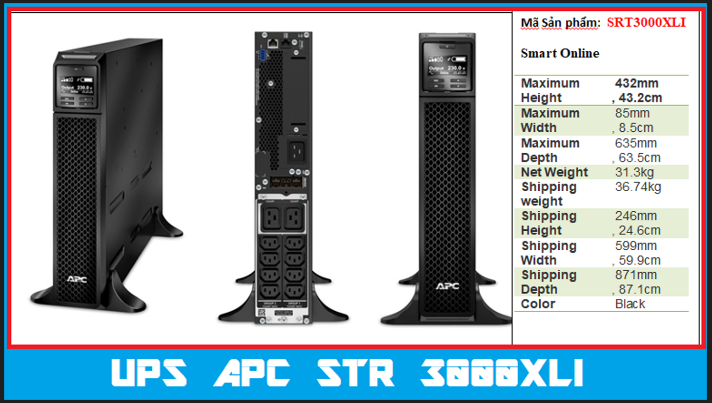 Bộ lưu điện UPS APC SRT3000XLI 3000VA 230V