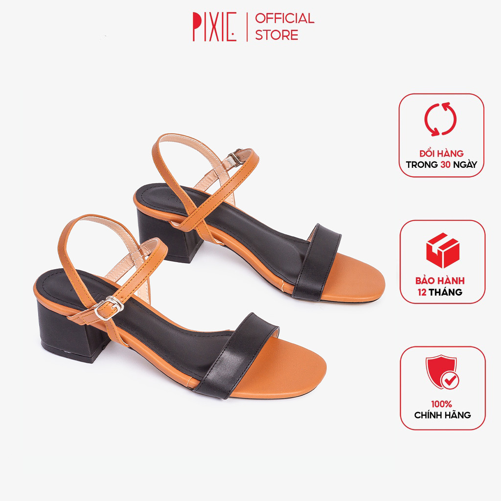 Giày Sandal Cao Gót 3cm Mix Màu Pixie X476