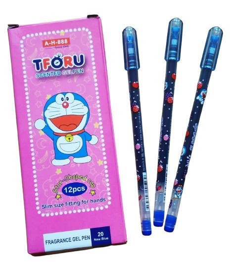 Hộp 12 Bút Tforu Doreamon thơm viết nho đủ màu ( xanh, tím ) ngòi 0.38mm