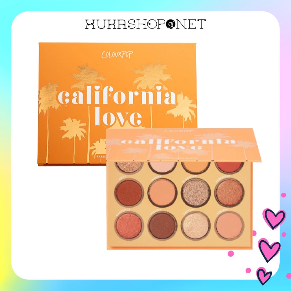 Bảng Phấn Mắt Colourpop California Love 12 ô Màu Chống Thấm Nước Lâu Trôi