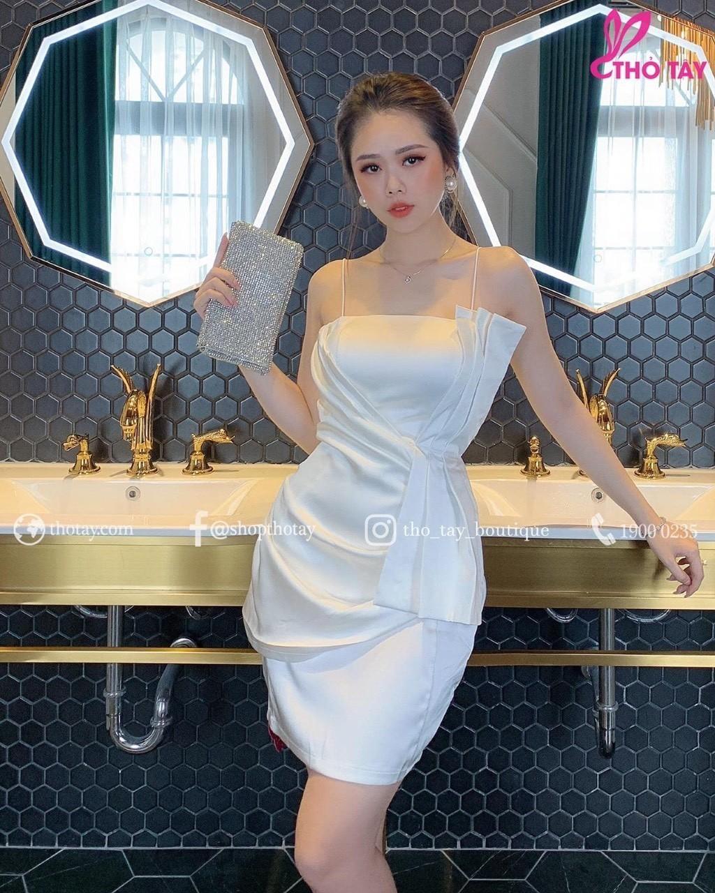 Đầm 2 dây phi lụa-QH