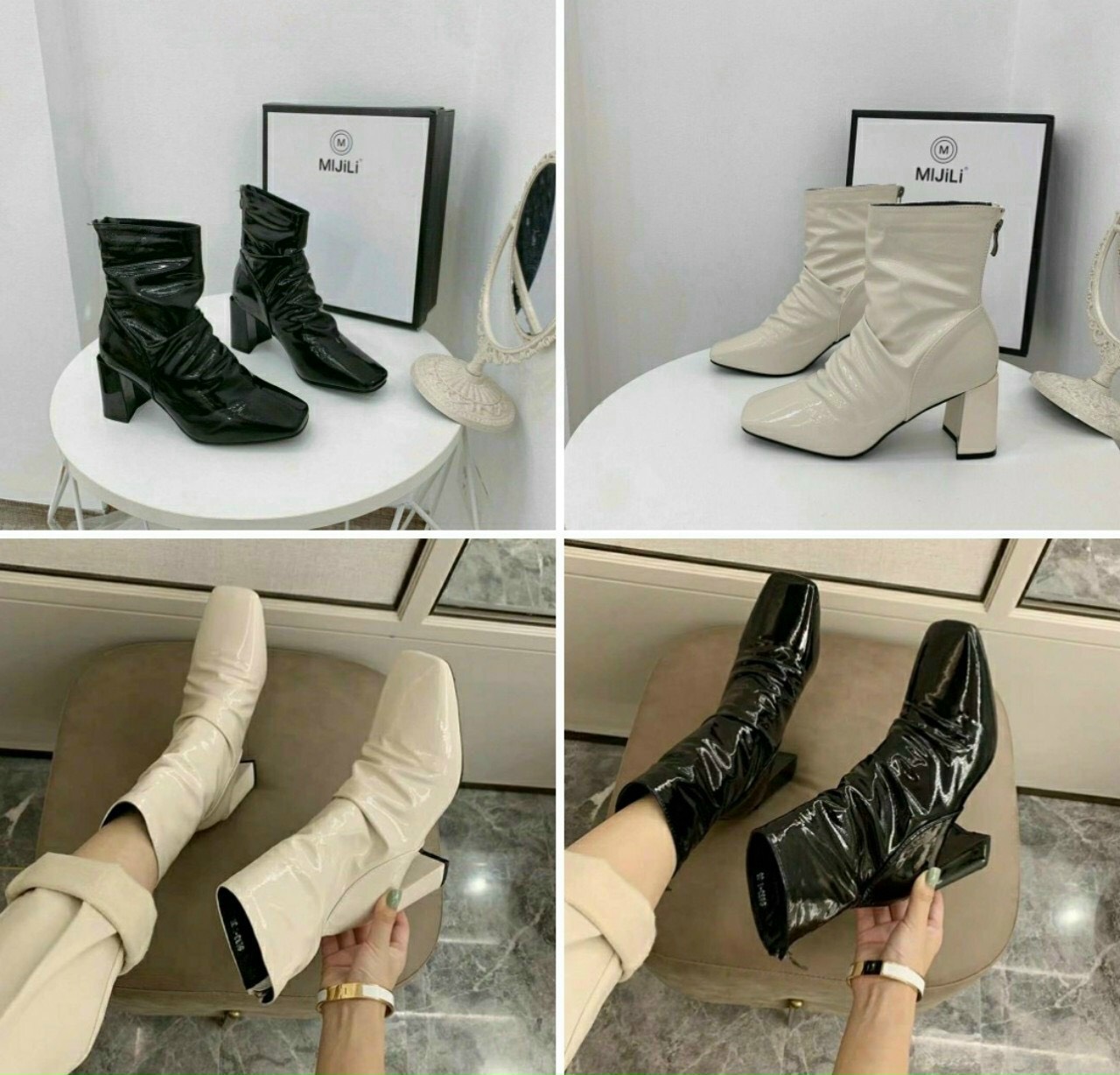 Bốt nhún da bóng siêu xinh 7p