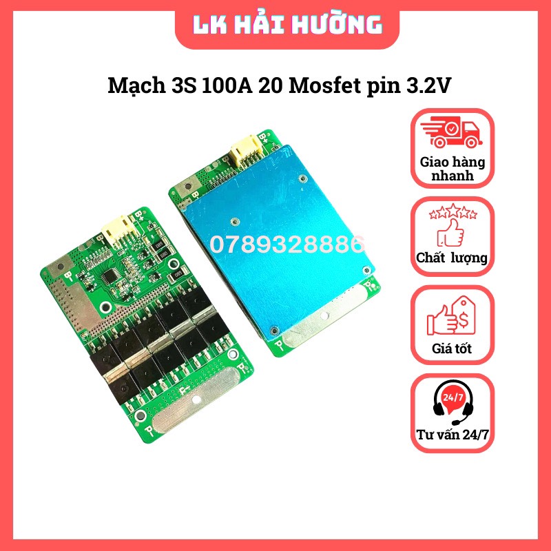 Mạch 3S 4S 100A cho pin sắt 3.2V