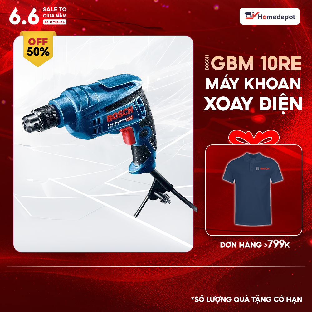 Máy khoan Bosch GBM 10 RE (Xanh đen)