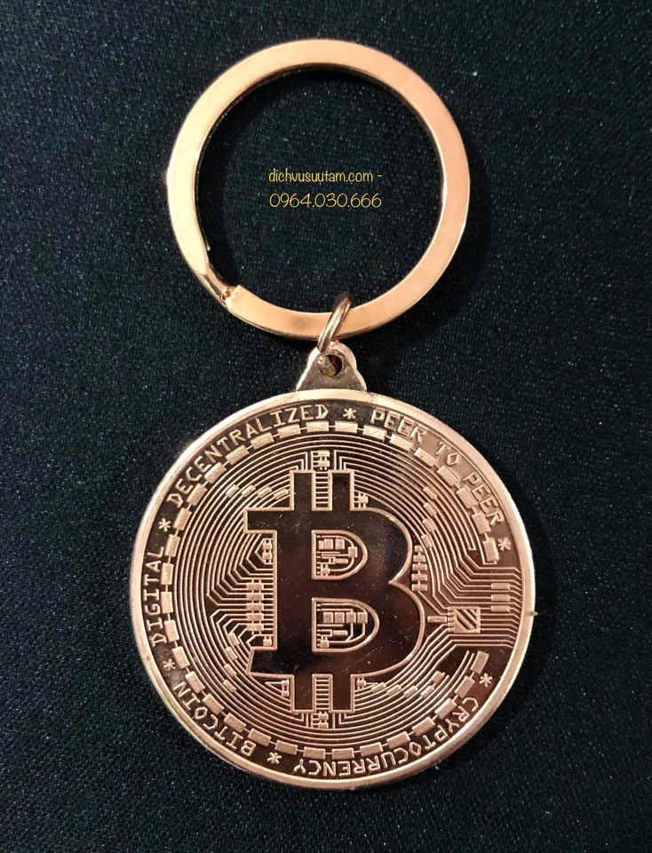 Móc khóa Bitcoin mạ đồng, độc và lạ