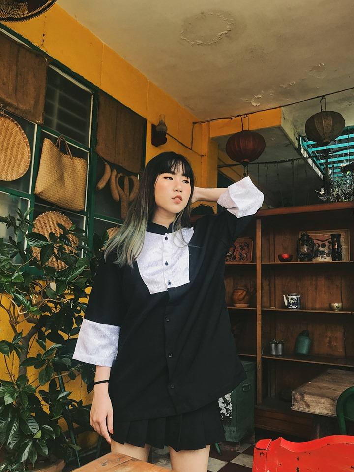 Áo Shanghai mix gấm Cổ Trụ