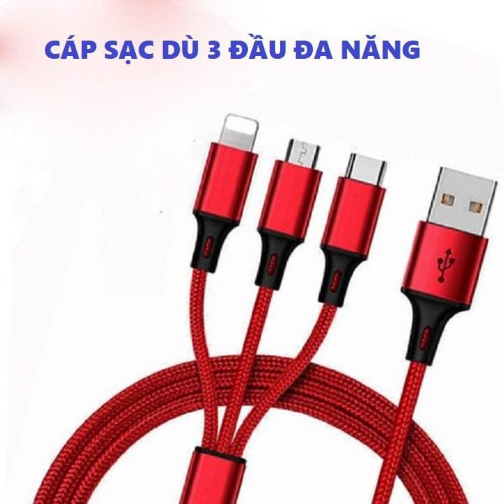 CÁP SẠC  ĐA NĂNG 3 ĐẦU LIGHTNING, TYPE-C, MICRO USB