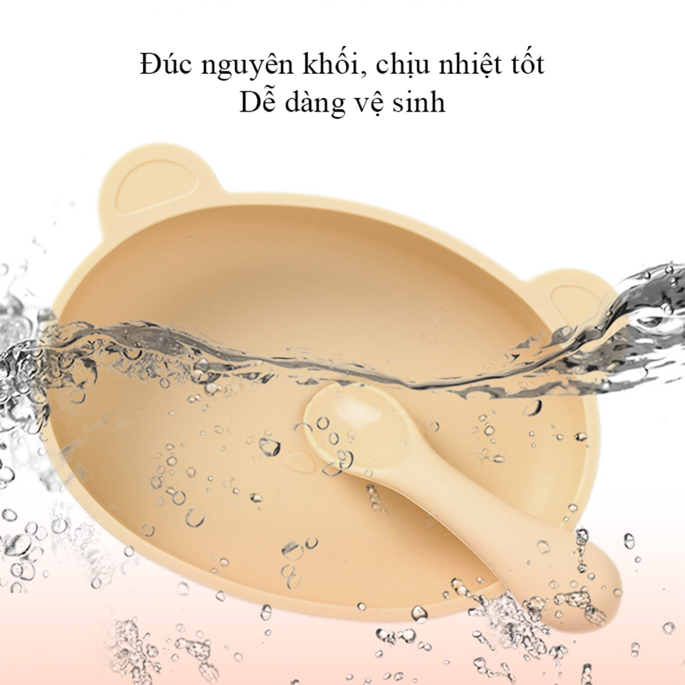 Bát Ăn Dặm Kèm Thìa Silicon Hình Gấu