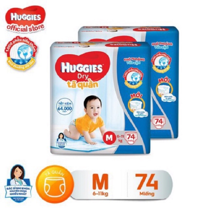 Tã quần huggies đủ size m74/l68/xl62/xxl56