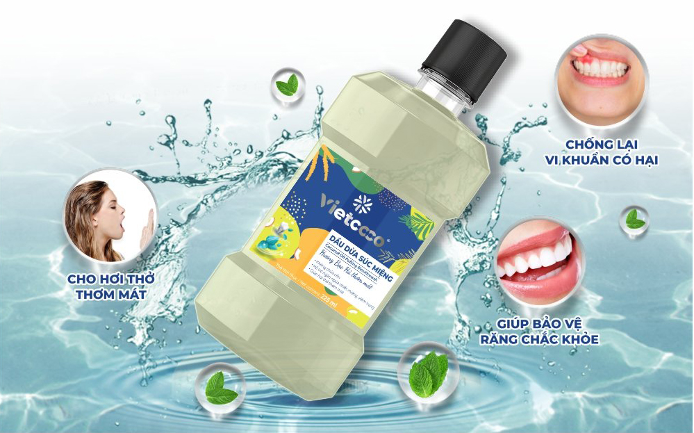 Dầu dừa súc miệng Vietcoco thơm miệng - trắng răng- 225ml