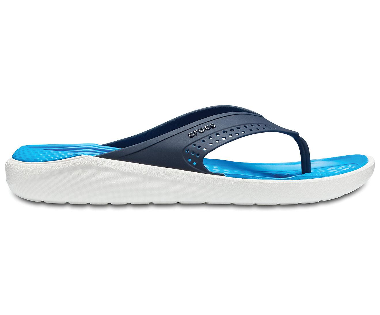 Dép xỏ ngón Crocs LiteRide siêu êm (Blue/trắng)