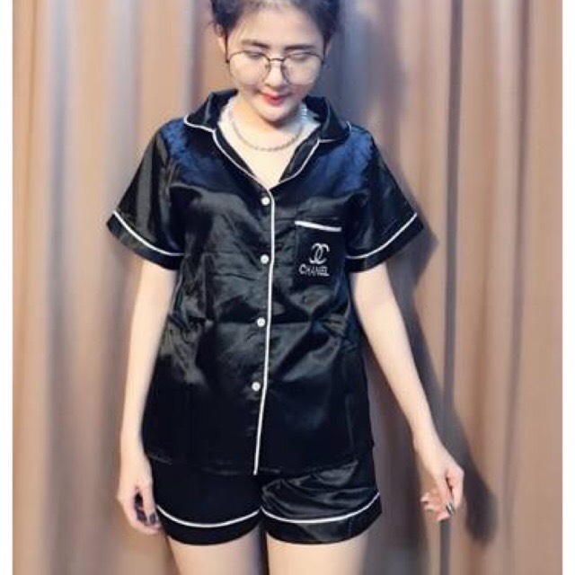 [HCM]Đồ bộ pijama phi lụa tay ngắn quần đùi LOẠI 1 - ảnh thật