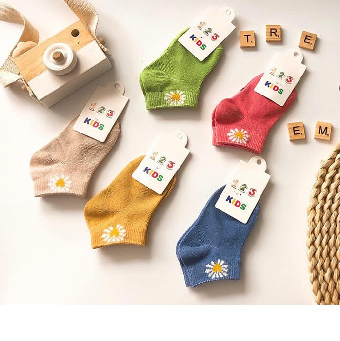 Set 5 Đôi tất cúc em bé 0-2 tuổi vớ bé gái bé trai hàng cao cấp có tem