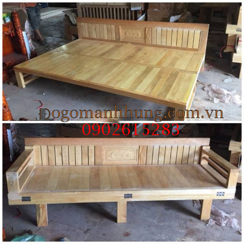 [HCM]Sofa giường , giường gấp gỗ tự nhiên