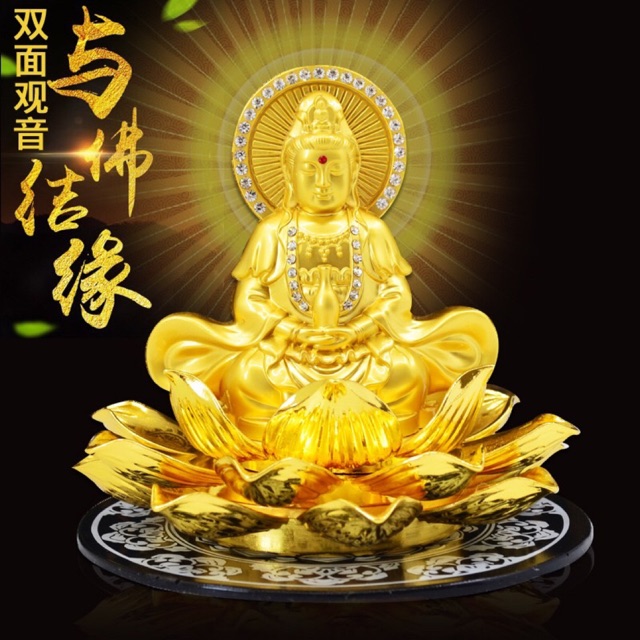 Tượng phật bà quan âm ngồi thiền 2 mặt chất liệu gang cao cấp tặng kèm miếng lót