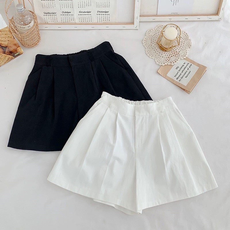 Quần short đũi vải đũi xước cạp chun sau quần đùi đũi dáng váy siêu hot