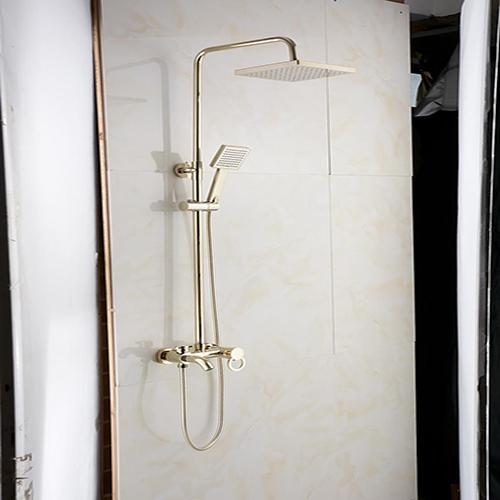 Bộ sen cây tắm đứng nóng lạnh vuông 90 nhập khẩu - chất liệu Inox 304 mạ vàng