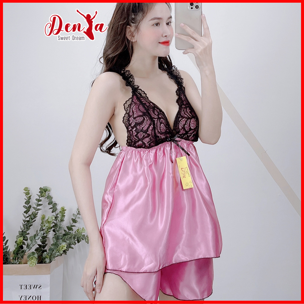 Bộ ngủ 2 dây nữ DENYA sexy quyến rủ không mút, chất lụa phi mềm mịn DN2
