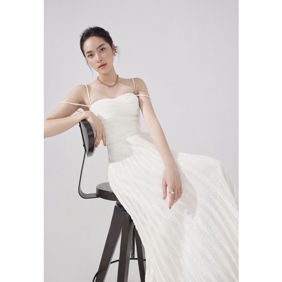[Anita Dress] Đầm WAYO trắng dập ly dự tiệc sang trọng