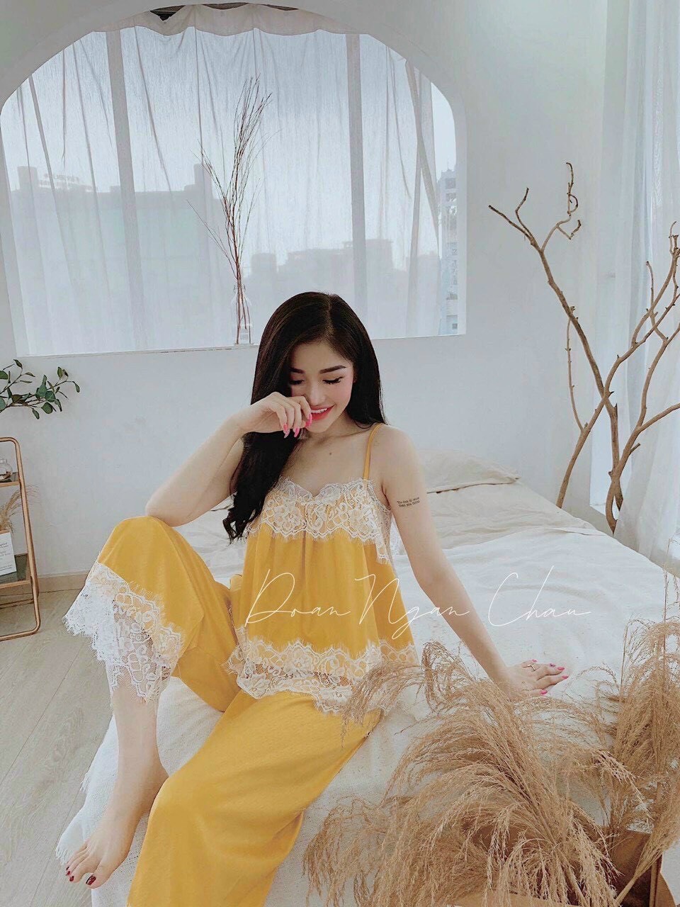 Đồ bộ mặc nhà 2 dây chất satin siêu mát nhà Miki store