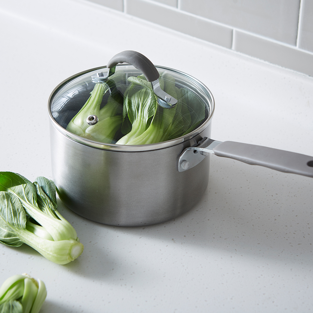 Nồi sâu lòng chống dính Lock&Lock Handycook 14cm LHD1141 - 1 tay cầm dài - Có kèm nắp - Màu xám