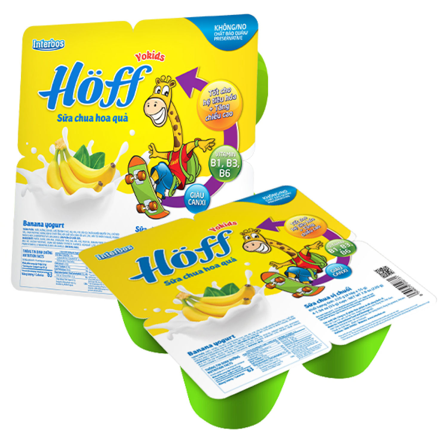 Sữa chua Hoff trái cây lốc 4 hủ