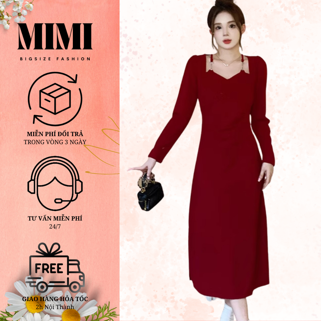 MIMI BigSize [45-100kg] Đầm BigSize Tay Dài Dáng Ôm BS301
