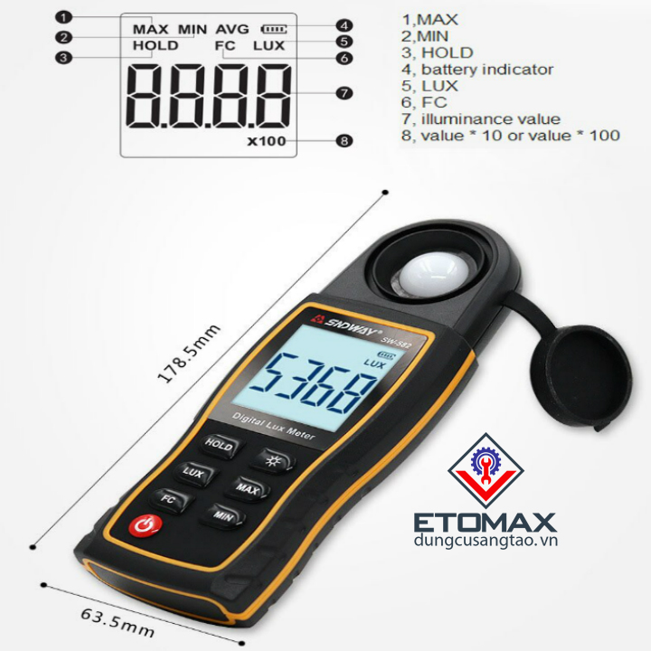 Máy Đo Cường Độ Ánh Sáng kĩ thuật số SNDWAY 582