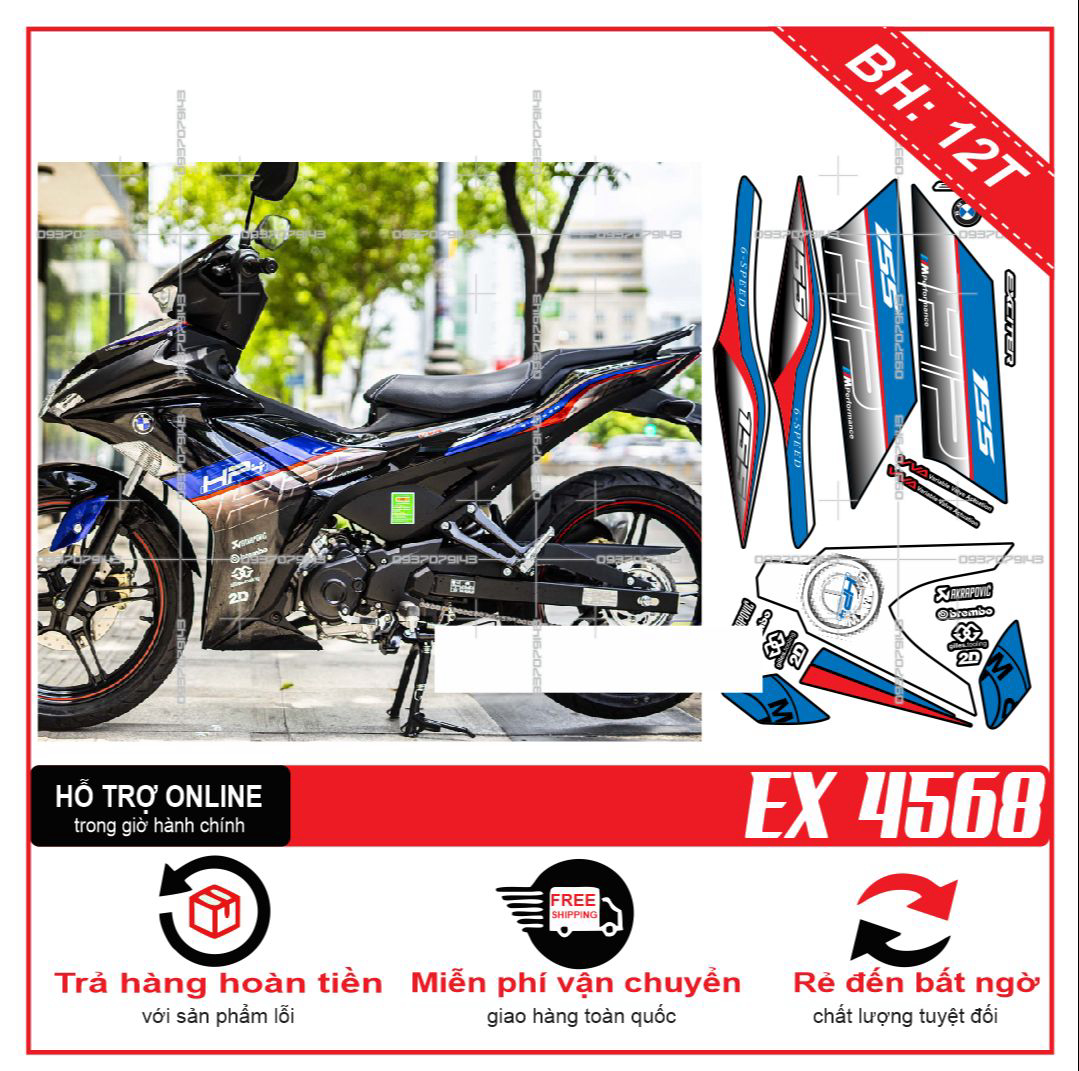 TEM RỜI EX 155 DÁN XE ĐEN