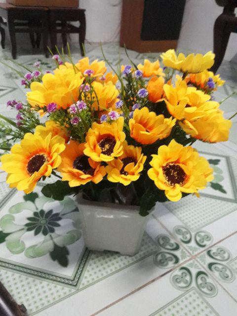 CHÙM HOA HƯỚNG DƯƠNG GIẢ LỤA 7 BÔNG