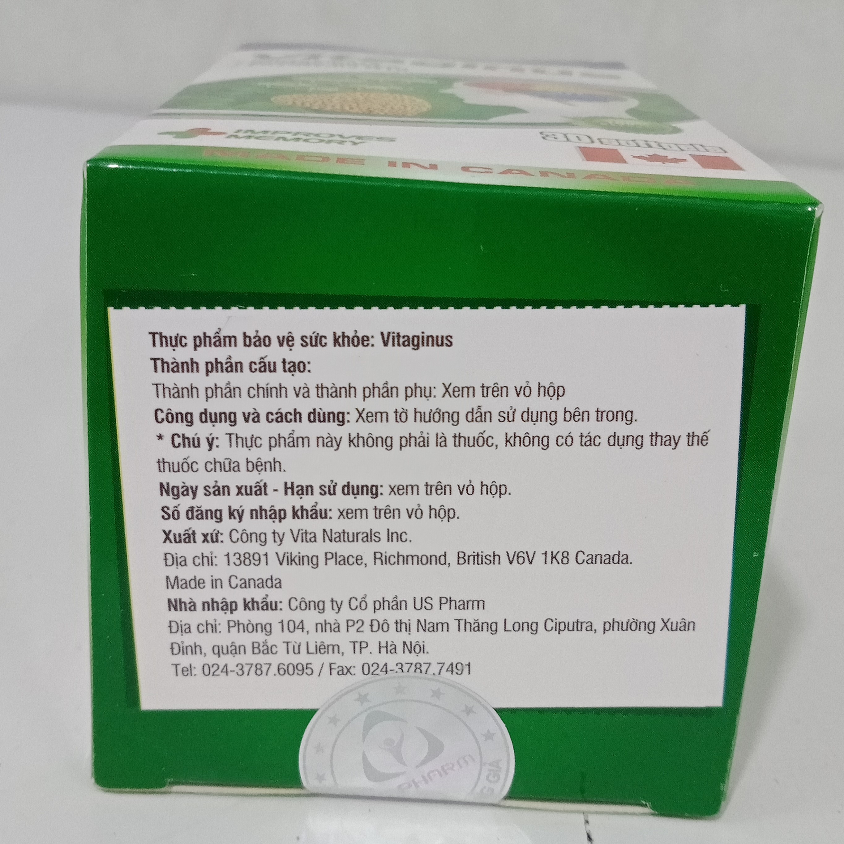 Viên uống bổ não Vitaginus ( 30 viên/ hộp)