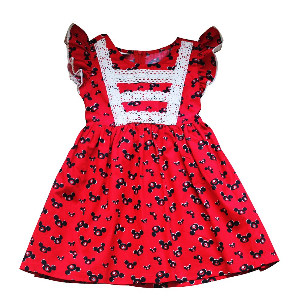 Đầm xòe cotton bé gái 2-7 tuổi DBG082 (Xanh Lá)