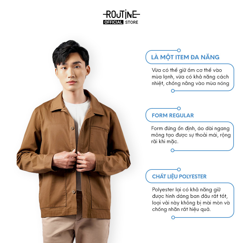 Áo Khoác Nam Tay Dài Trơn Túi Oversize Form Regular - Routine 10F22JAC008