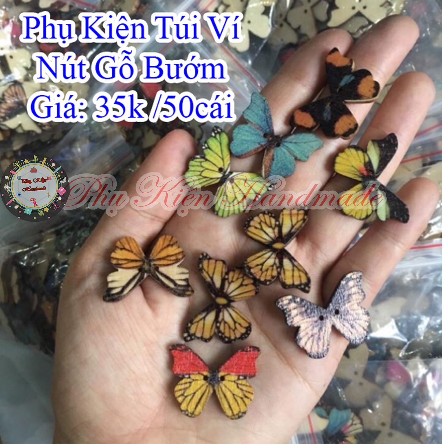 Nút gỗ bướm 40k/50 cái