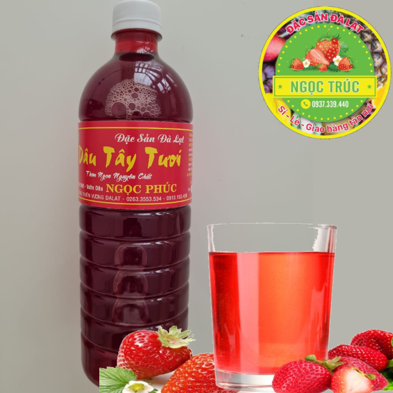 COMBO 2 CHAI NƯỚC CỐT DÂU TÂY THƠM NGON- ĐẶC SẢN ĐÀ LẠT (MỖI CHAI 1L)