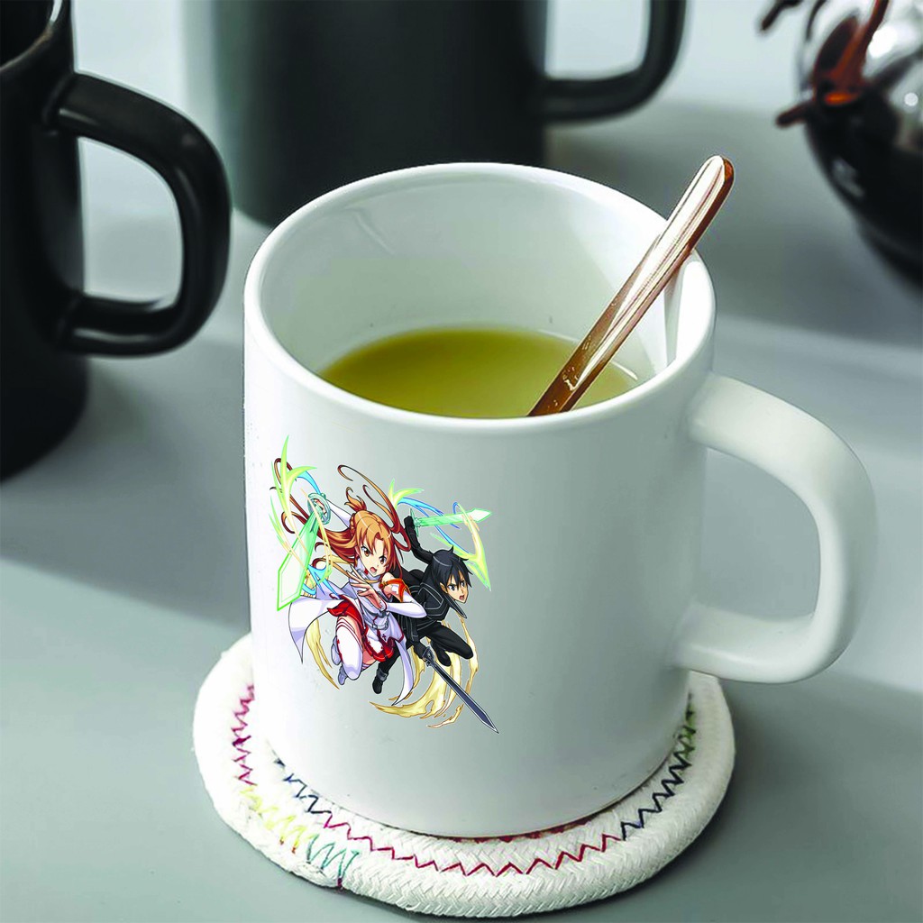 Ly cốc sứ in hình Sword Art Online Đao kiếm thần vực anime chibi dễ thương tiện lợi