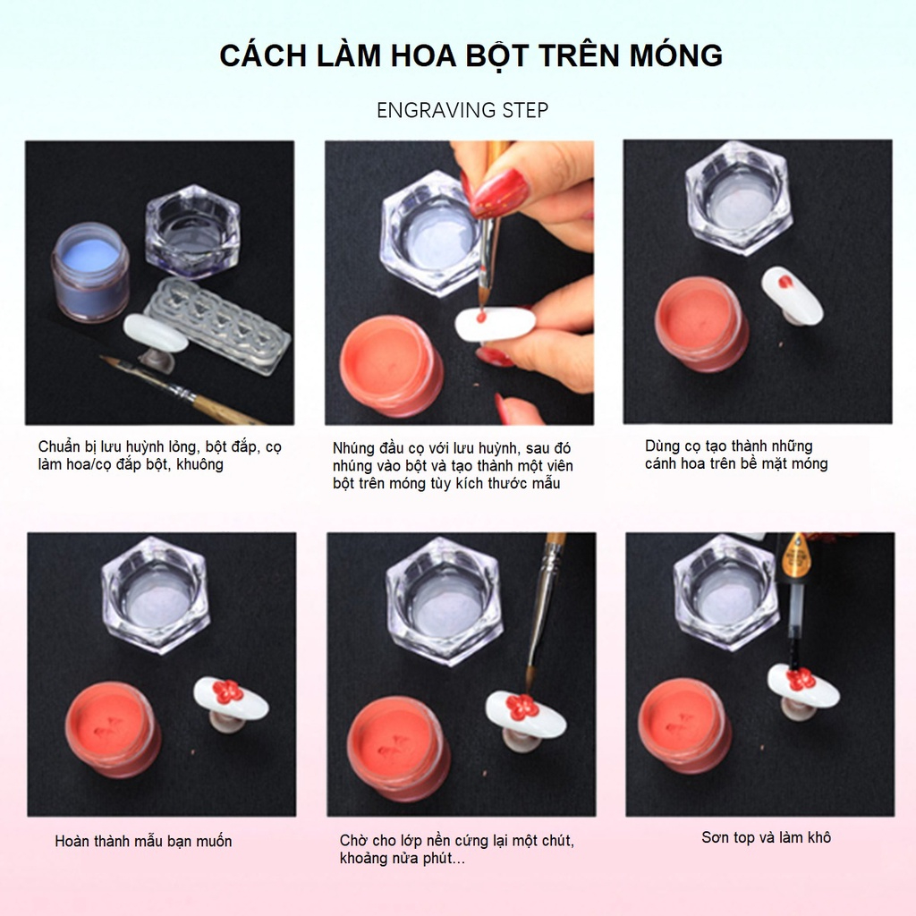 Set 24 Màu Bột Đắp Móng & Bột Làm Hoa